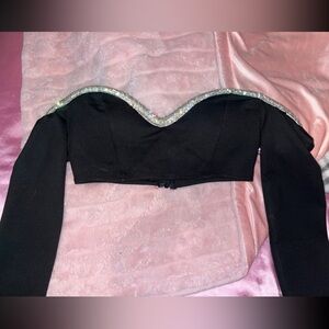 black sparkle crop top